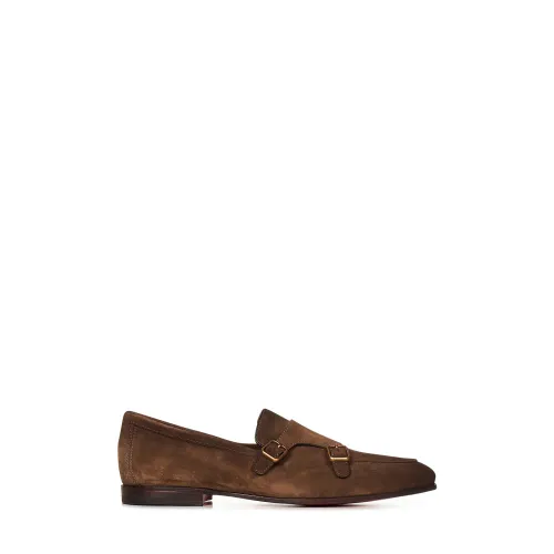 Santoni , Santoni Flat shoes Brown ,Brown male, Sizes: