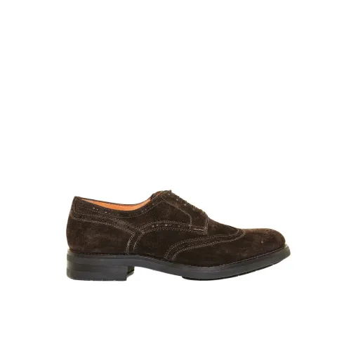 Santoni , Suede Derby Shoes ,Brown male, Sizes: