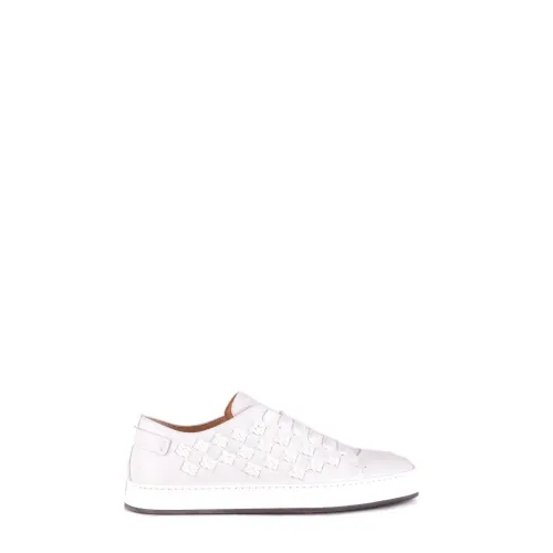Santoni , White Leather Slip-On Sneakers ,White male, Sizes: