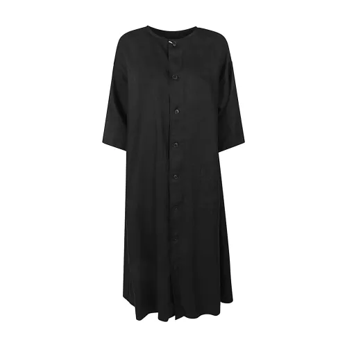 Sarahwear , Black Linen Shirt Dress ,Black female, Sizes: