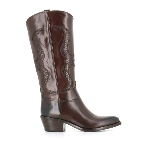 Sartore , Vintage Dark Brown Leather Boots ,Brown female, Sizes:
