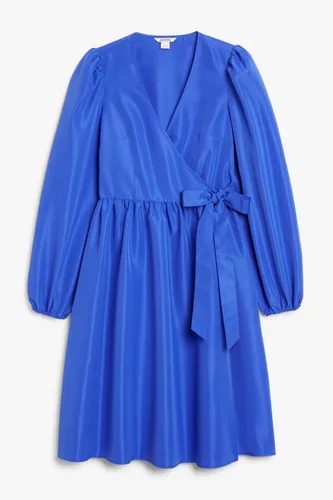 Satin babydoll wrap dress - Blue