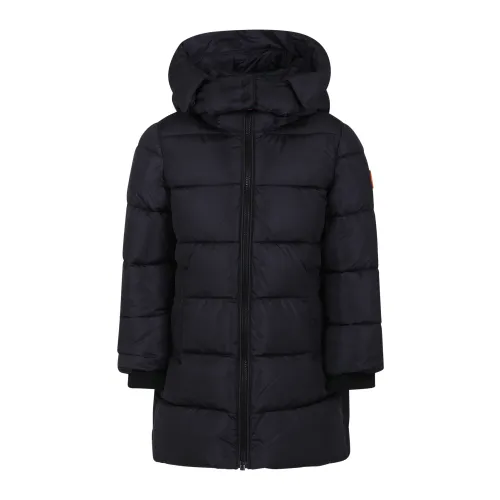 Save The Duck , Black Quilted Down Jacket with Removable Hood ,Black unisex, Sizes: