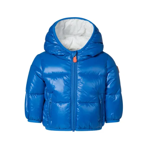 Save The Duck , Blue Berry Quilted Hooded Down Jacket for Babies ,Blue male, Sizes: