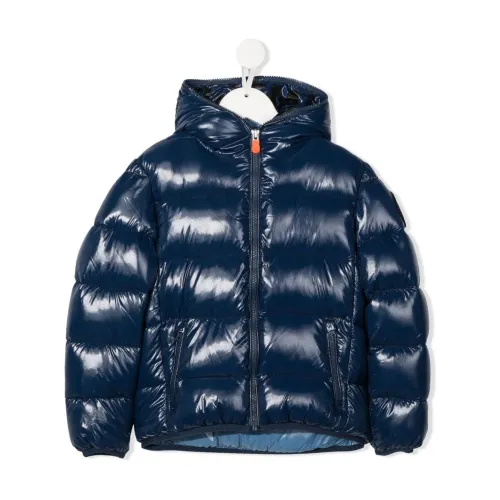 Save The Duck , Blue Luck Padded Hooded Jacket ,Blue male, Sizes: