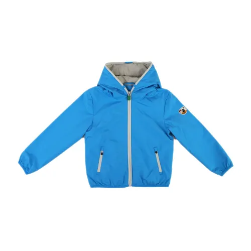 Save The Duck , Blue Nylon Jacket Elastic Logo ,Blue male, Sizes: