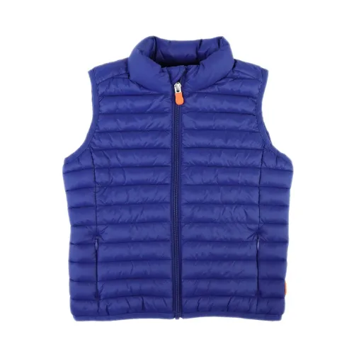 Save The Duck , Blue Nylon Vest with Hidden Zip Pockets ,Blue male, Sizes: