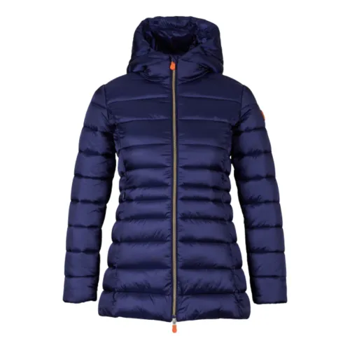 Save The Duck , Blue Quilted Kids Long Jacket ,Blue female, Sizes: