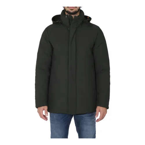 Save The Duck , Dark Green Hooded Jacket with Zipper ,Green male, Sizes: