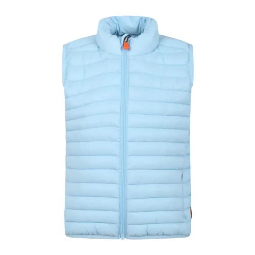 Save The Duck , Light Blue Padded Quilted Vest ,Blue unisex, Sizes: