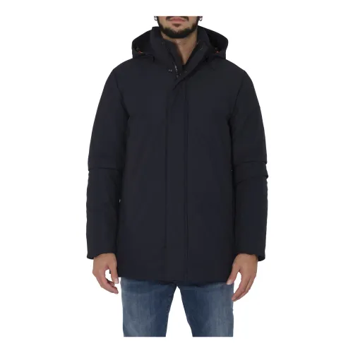 Save The Duck , Men Blue Hooded Jacket with Zipper ,Blue male, Sizes: