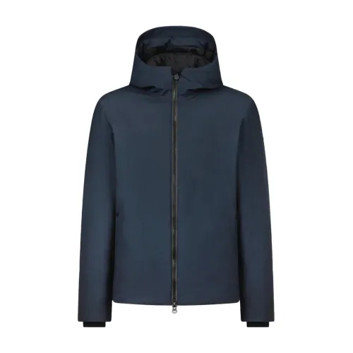 Save The Duck , Men Short Jacket with Hood and Zip, Blue ,Blue male, Sizes: