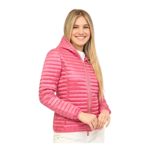 Save The Duck , Pink Quilted Coat with Plumtech Padding ,Pink female, Sizes: