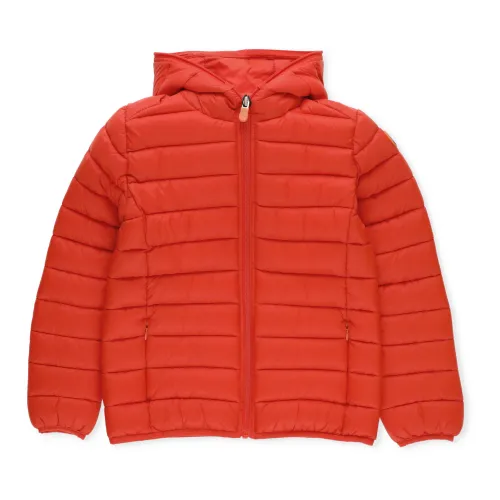 Save The Duck , Red Padded Jacket with Hood for Boys ,Red male, Sizes: