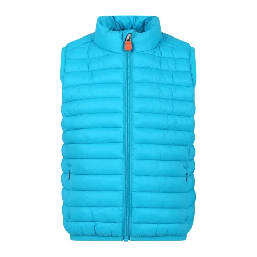 Save The Duck , Sky Blue Padded Quilted Vest ,Blue unisex, Sizes: