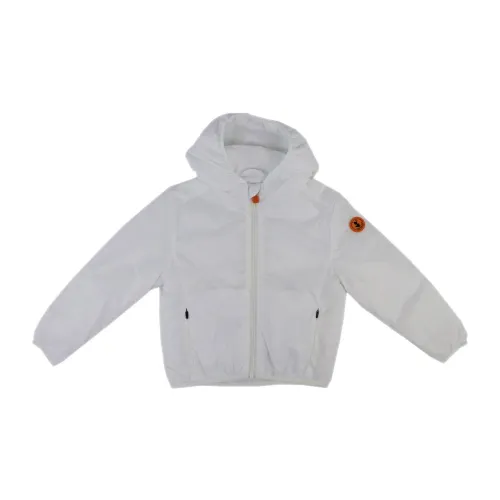 Save The Duck , White Nylon Jacket with Hidden Zip Pockets ,White male, Sizes: