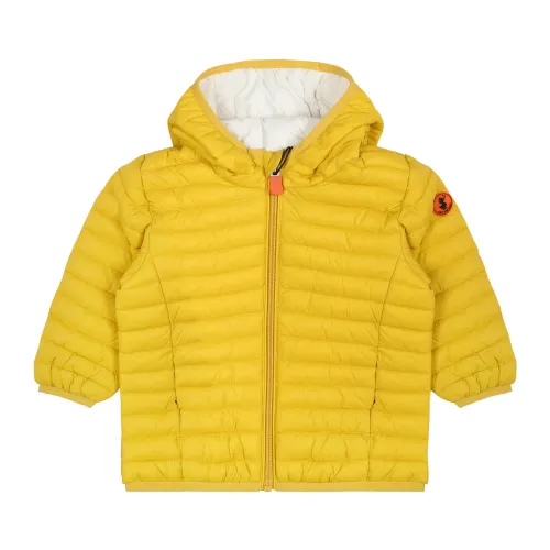 Save The Duck , Yellow Quilted Down Jacket with Hood ,Yellow female, Sizes: