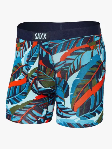 SAXX Vibe Slim Fit Pop Jungle Print Trunks, Blue Multi - Blue Multi - Male