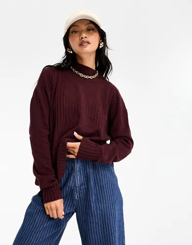 Scalpers high kneck jnitted jumper in burgundy-Red