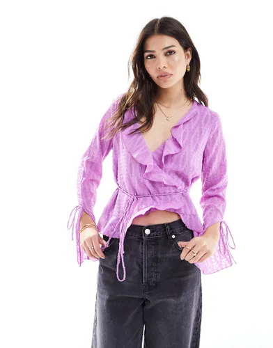 Scalpers ruffle shirt in lilac-Purple