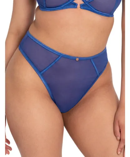 Scantilly by Curvy Kate Womens ST011212 Exposed Thong - Blue Cotton