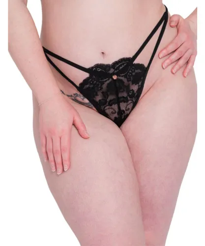 Scantilly by Curvy Kate Womens ST028200 Embrace Thong - Black Cotton