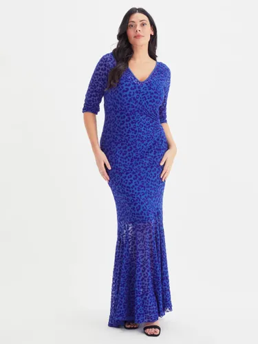 Scarlett & Jo Leopard Print Fishtail Maxi Dress - Blue - Female