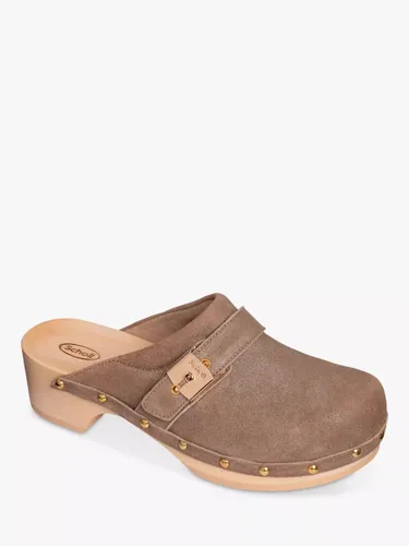 Scholl Pescura Leather & Wood Clog - Taupe - Female