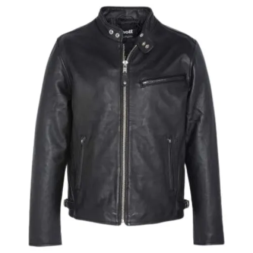 Schott NYC , Classic Caf Racer Leather Jacket ,Black male, Sizes: