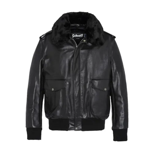 Schott NYC , Iconic A-2 Flight Jacket - Made in USA ,Black male, Sizes: