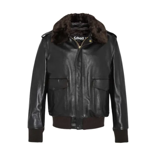 Schott NYC , Iconic A-2 Flight Jacket - Made in USA ,Brown male, Sizes: