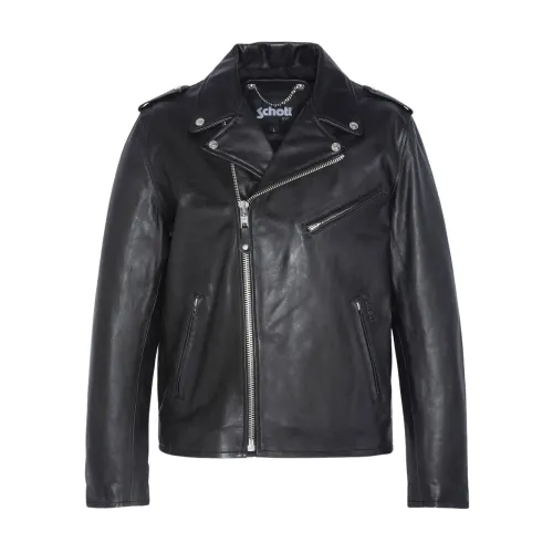 Schott NYC , Iconic Perfecto Leather Jacket ,Black male, Sizes: