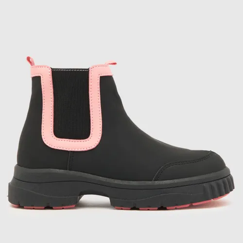 Schuh Black & Pink Cloudy Chelsea Girls Junior Boots