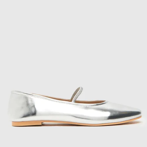 Schuh Louella Mary Jane Ballerina Flat Shoes In Silver
