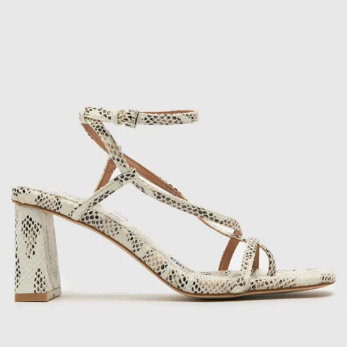 Schuh Storm Strappy Sandal High Heels In Brown & White