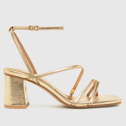 Schuh Sully Strappy Block High Heels in Gold