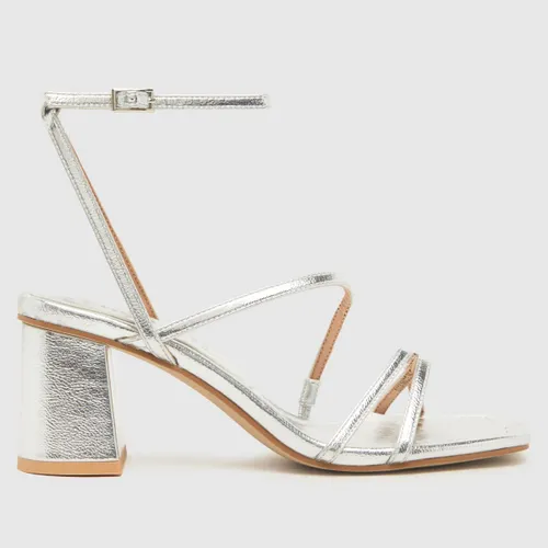 Schuh Sully Strappy Block High Heels in Silver