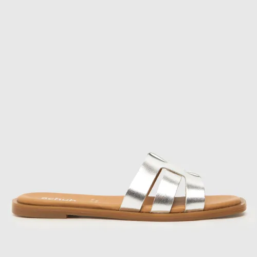 Schuh Tierney Leather Slider Sandals in Silver