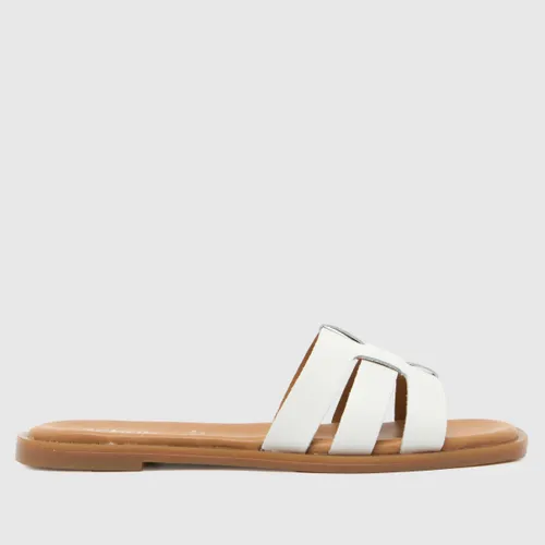 Schuh Tierney Leather Slider Sandals in White