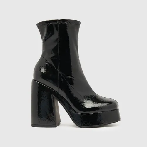 Schuh Women's Black Brogan Patent Platform Boots