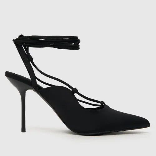 Schuh Women's Black Saige Ankle Tie Court High Heel Sandals