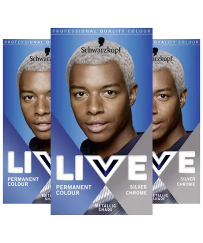 Schwarzkopf Mens 3x Live Men 100% Grey Coverage Permanent Hair Dye, U71 Silver Chrome - Cream - One Size