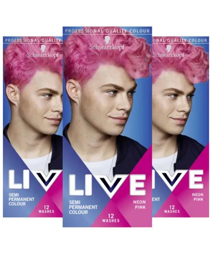 Schwarzkopf Mens 3x Live Semi-Permanent 12 Washes Colour HairDye for Men,093 NeonPink - Cream - One Size