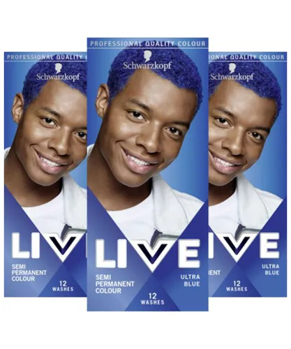 Schwarzkopf Mens 3x Live SemiPermanent 12Washes Colour HairDye for Men, 095UltraBlue - Cream - One Size