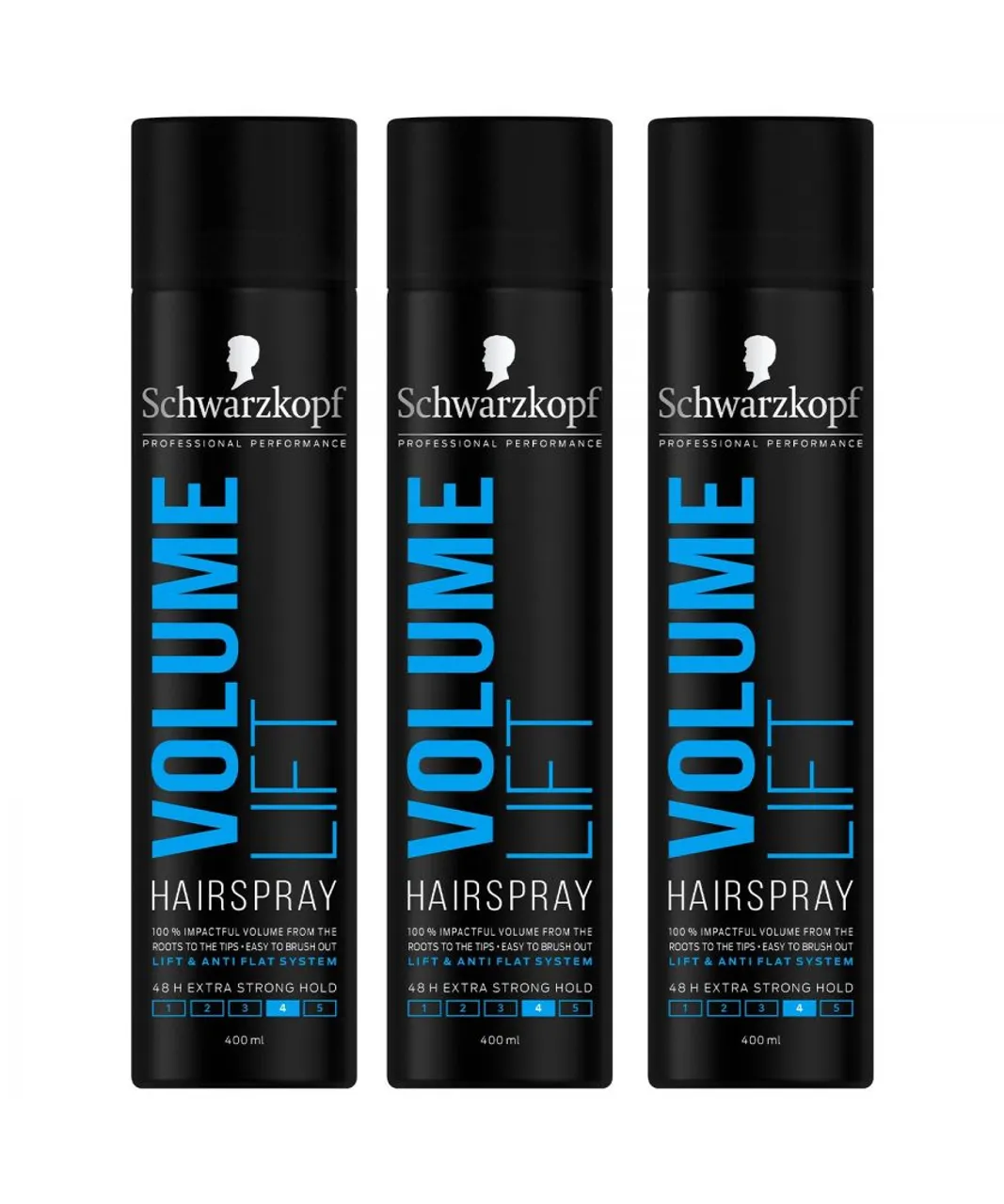 Schwarzkopf Unisex Volume Lift Hair Spray & Anti Flat System, 400ml 3pk - NA - One Size