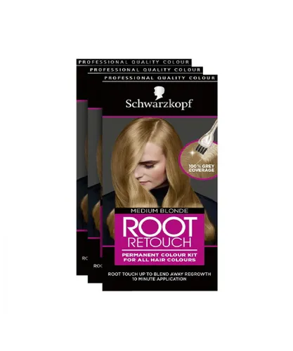 Schwarzkopf Womens 3pk Root Retouch Hair Dye Medium Blonde Permanent Colour Kit - Cream - One Size