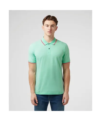 Scotch & Soda Mens Tipped Short Sleeve Polo Shirt in Mint Cotton