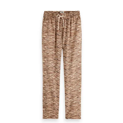 Scotch & Soda , Mid Rise ElasticizedStraight Trousers ,Brown female, Sizes: