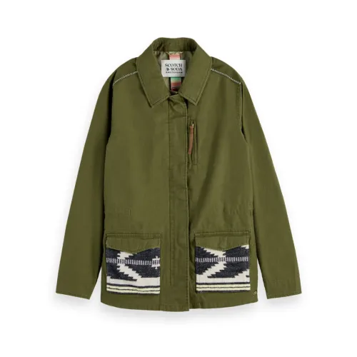 Scotch & Soda , Military Jacket with Embroidery ,Green female, Sizes: