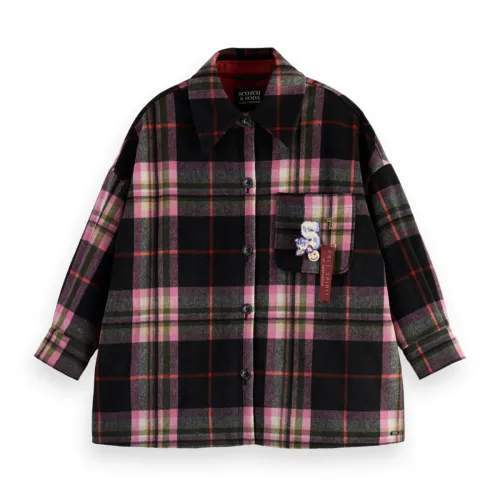 Scotch & Soda , Wool Plaid Jacket Shirt ,Black female, Sizes: